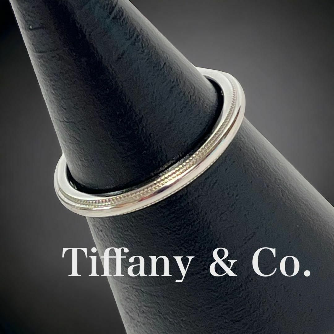 Tiffany & Co.(ティファニー)の【極美品】ティファニー　Pt950　ミルグレイン　バンド　リング　指輪 レディースのアクセサリー(イヤリング)の商品写真