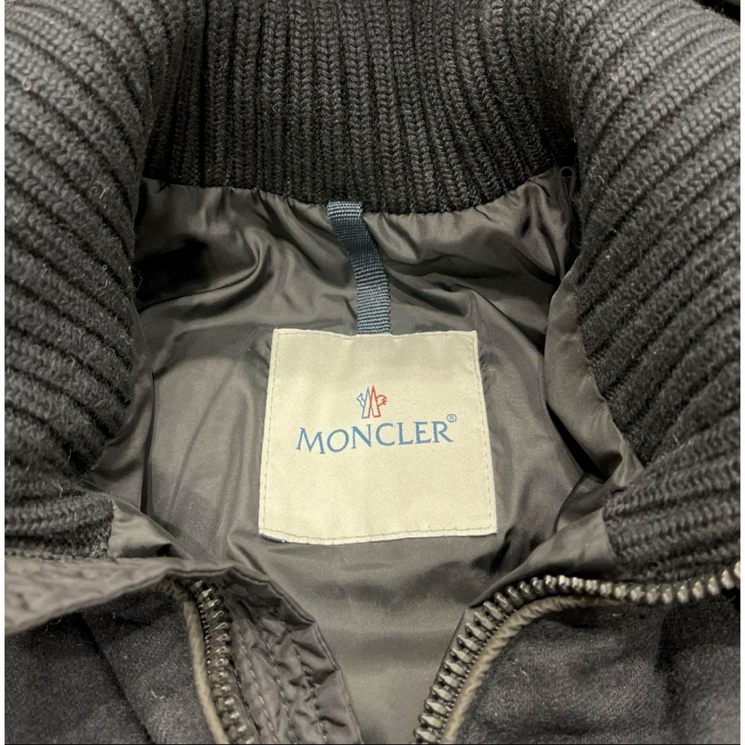 MONCLER(モンクレール)の美品　モンクレール　ダウンジャケット　ウールコンビ　黒ワッペン　0サイズ メンズのジャケット/アウター(ダウンジャケット)の商品写真