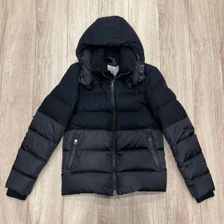 モンクレール(MONCLER)の美品　モンクレール　ダウンジャケット　ウールコンビ　黒ワッペン　0サイズ(ダウンジャケット)