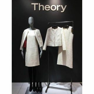 スーツ/フォーマル/ドレス美品☆Theory ツイードワンピース ノーカラージャケット セットアップ