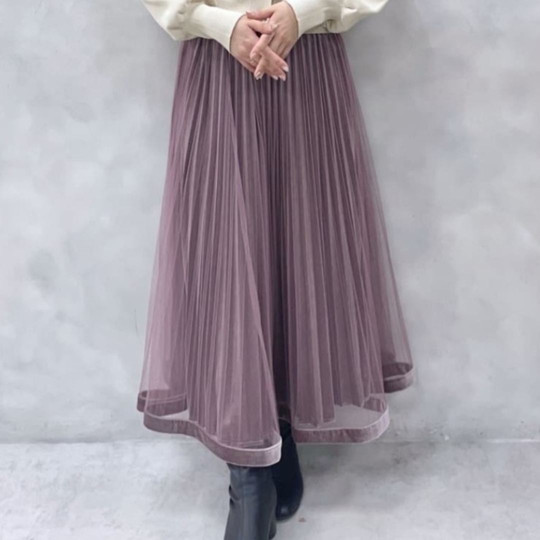 natural couture(ナチュラルクチュール)のサイズフリー  natural couture  スカート 紫  ラベンダー レディースのスカート(ロングスカート)の商品写真
