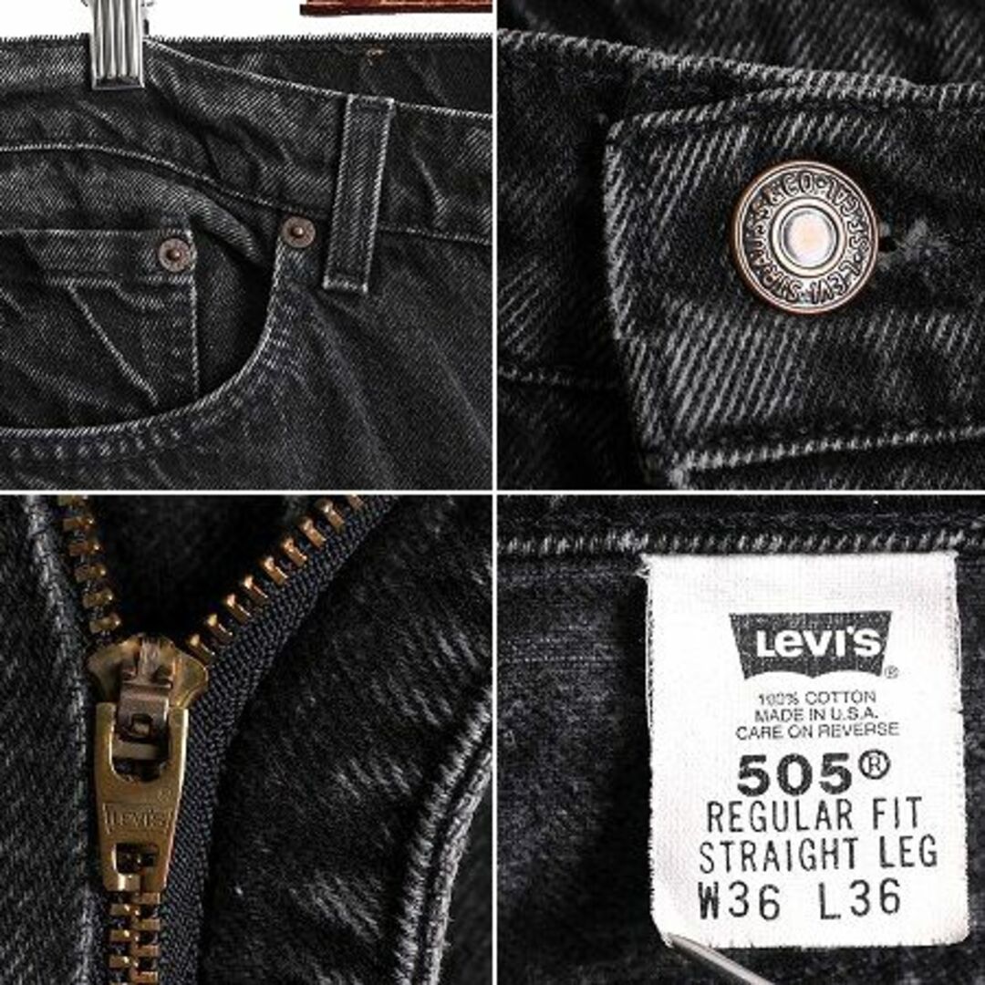 90s USA製 リーバイス 505 ブラック デニム パンツ 36 36 黒 90s USA製 リーバイス 505 ブラック デニム パンツ 36 36 黒