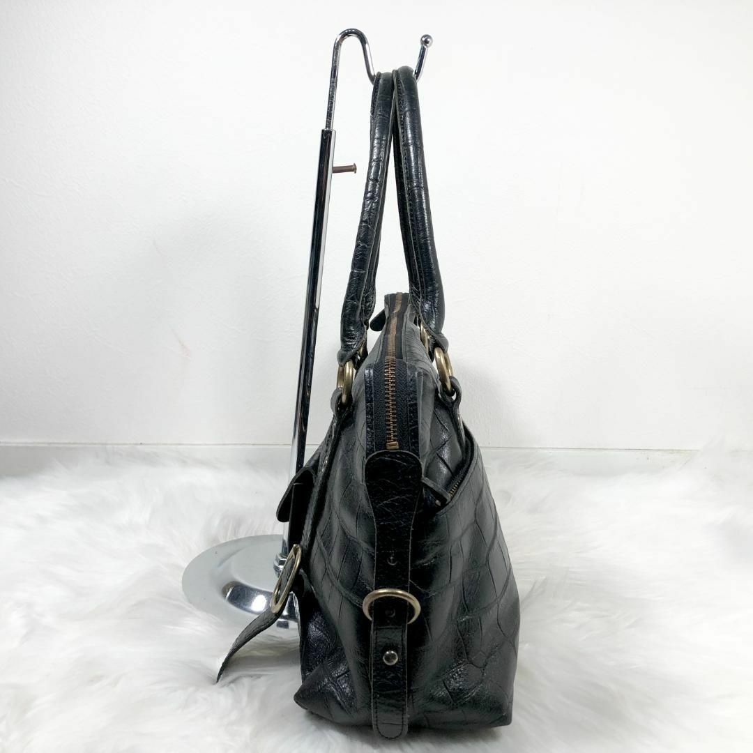 Russet(ラシット)のrusset BLACK ラシット ブラック レザー ハンドバッグ トートバッグ レディースのバッグ(ハンドバッグ)の商品写真