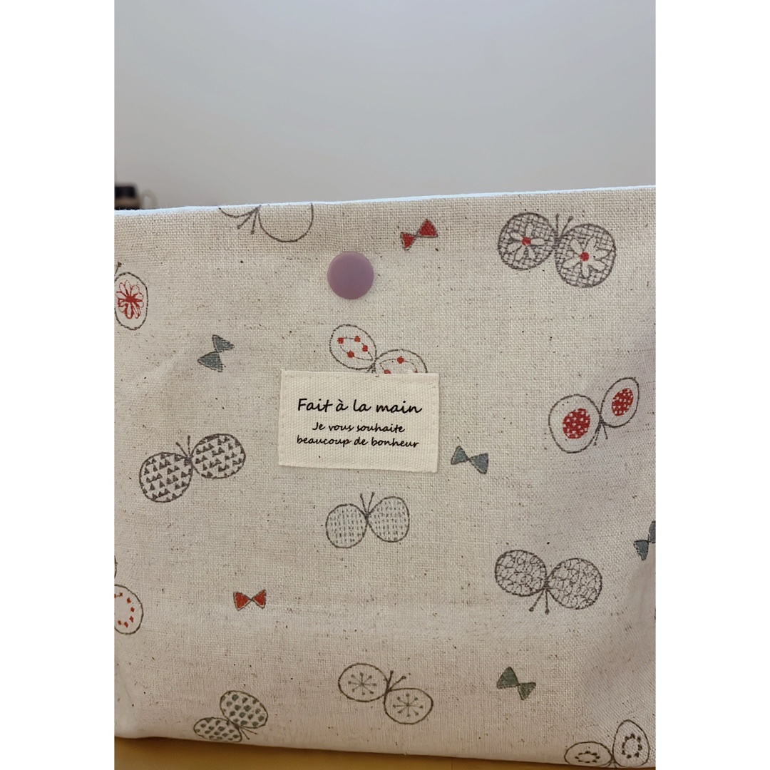 *ハンドメイド りぼんがかわいいお弁当袋*ナチュラル ちょうちょ