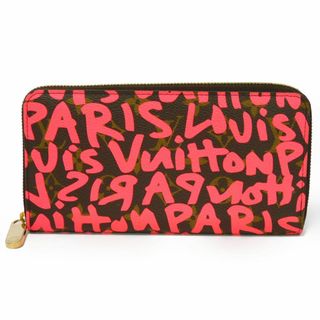 ルイヴィトン(LOUIS VUITTON)のLOUIS VUITTON ルイ・ヴィトン ジッピーウォレット マロン ブラウン 蛍光ピンク 旧型 ラウンドファスナー ロングウォレット モノグラム グラフィティ フューシャ 長財布 M93710(財布)