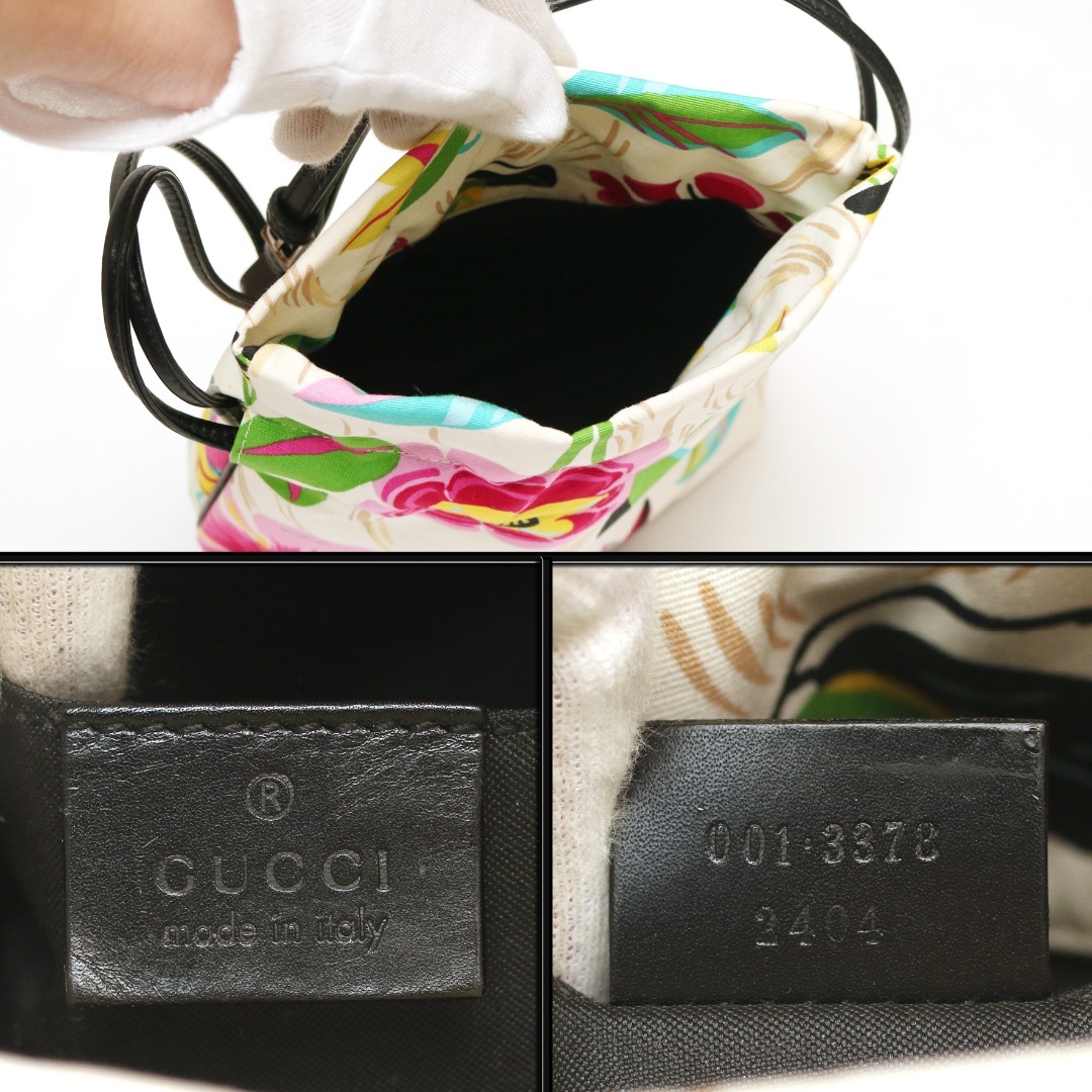 Gucci(グッチ)の【新品】◇グッチ◇ 花柄 / キャンバス × レザー / 巾着 ハンドバッグ レディースのバッグ(ハンドバッグ)の商品写真