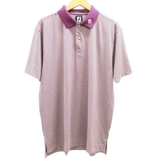 フットジョイ(FootJoy)のフットジョイ 美品 半袖 ポロシャツ ボーダー XL パープル ■GY08(ウエア)