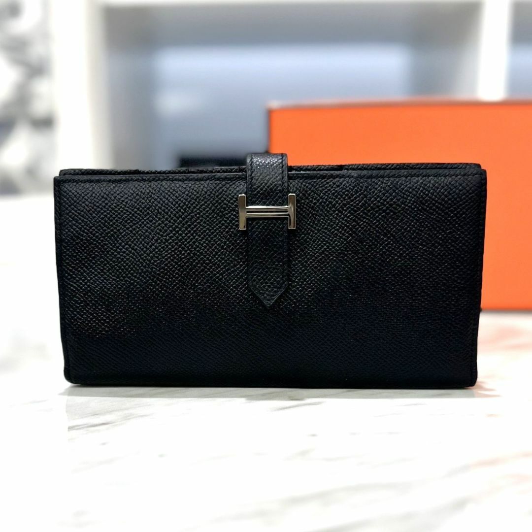 Hermes - 美品☆ D刻印 エルメス ベアンスフレ 黒 エプソン 長財布の