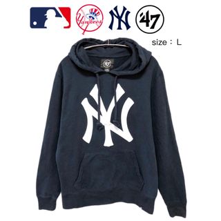 フォーティセブン(47 Brand)のMLB　ニューヨーク・ヤンキース　パーカー　L　ネイビー　USA古着(パーカー)