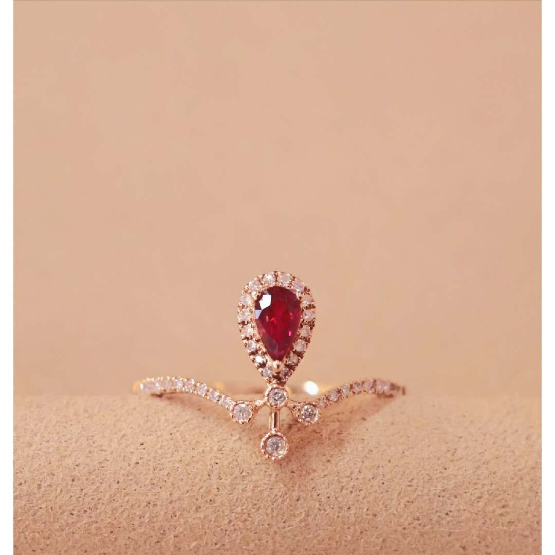 天然ダイヤモンド付きルビーリングk18 レディースのアクセサリー(リング(指輪))の商品写真