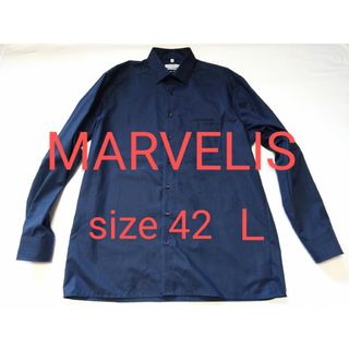 MARVELIS マーベリス ドレスシャツ ネイビー Ｌ(シャツ)