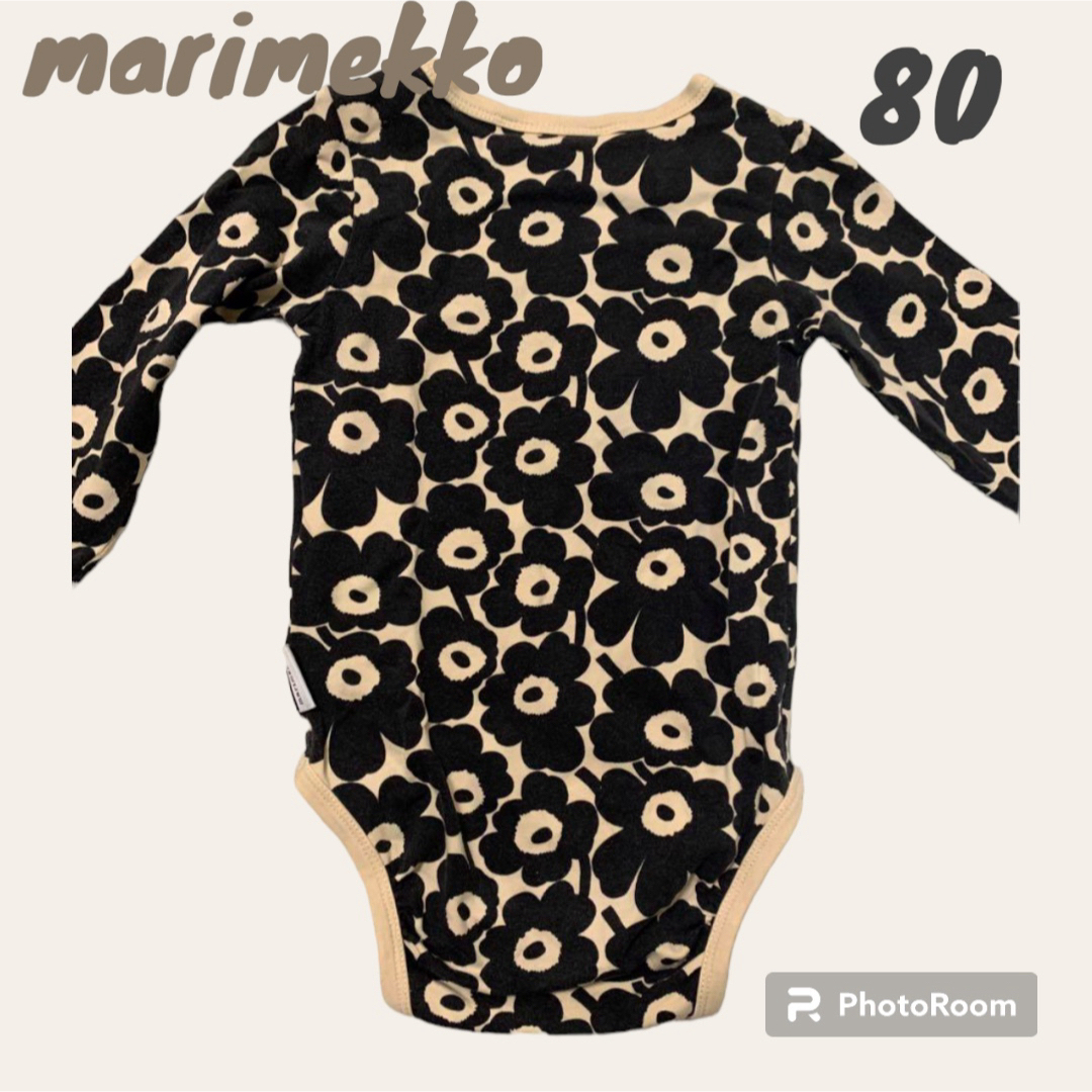 marimekko(マリメッコ)のレア商品　marimekko マリメッコ　ロンパース　ブラック　80 ウニッコ キッズ/ベビー/マタニティのベビー服(~85cm)(ロンパース)の商品写真