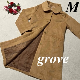 グローブ(grove)のgrove by ワールド♡襟付き　ロングコート M 即発送(ロングコート)