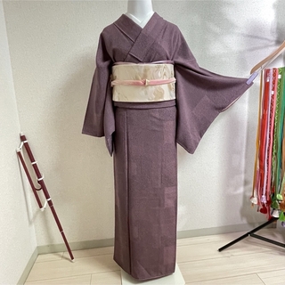 袷 正絹 小紋 着物 紫  一つ紋 蔦 つた  kimono 和服 呉服(着物)