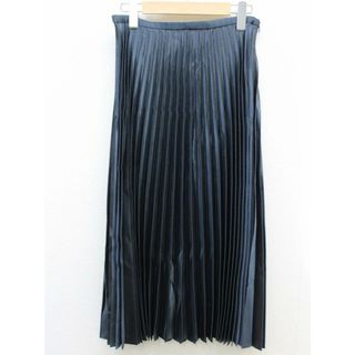 ザラ(ZARA)の【新入荷】♪ZARA/ザラ♪サテンプリーツスカート/ミモレ丈 ネイビー/紺 レディース S【中古】春夏秋冬 211132(その他)