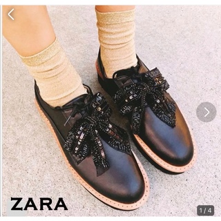 ザラ(ZARA)のZARA リボン取れます　プラットフォーム(ローファー/革靴)