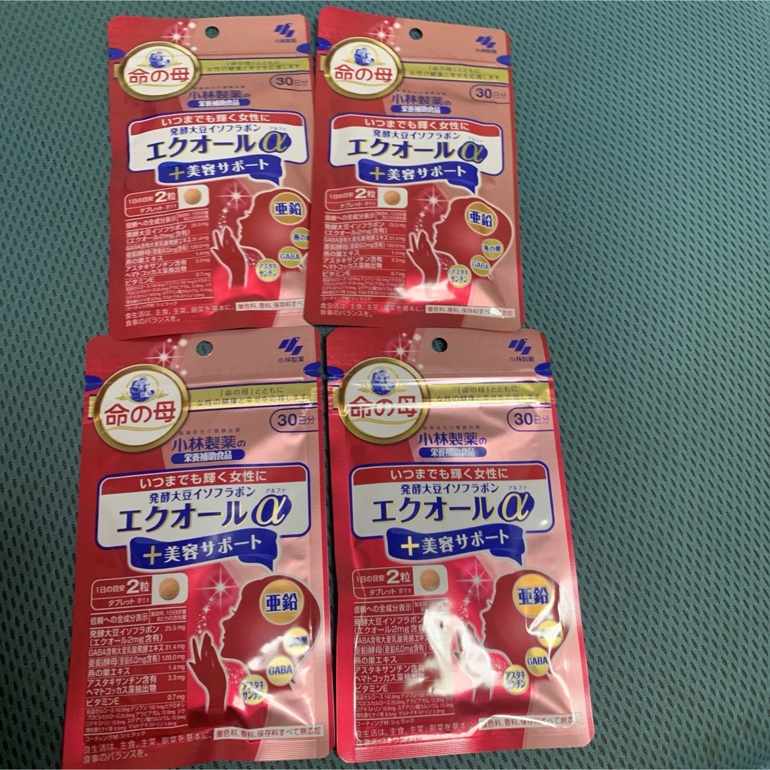 小林製薬(コバヤシセイヤク)の【栄養補助食品】 エクオールα＋美容サポート 30日分×4袋 食品/飲料/酒の健康食品(ビタミン)の商品写真