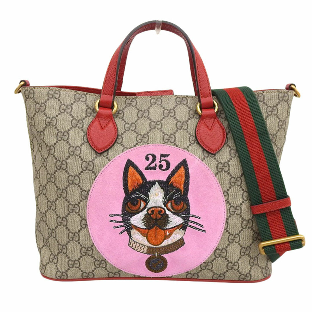 グッチ GUCCI GGスプリーム ボスコ 2WAYバッグ ハンドバッグ ショルダーバッグ ベージュ/レッド 473887 中古 新入荷 GU0544  | フリマアプリ ラクマ