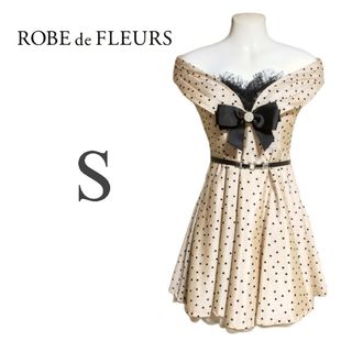 ローブ(ROBE)の【未使用】ピンドット オフショル フレア ミニドレス キャバドレス(ミニドレス)