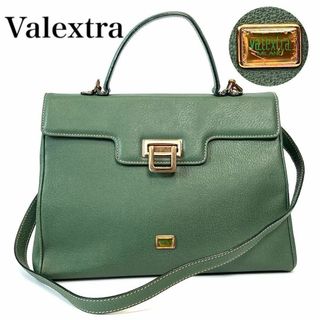 ヴァレクストラ(Valextra)の【美品・極希少】ヴァレクストラ　2way バッグ　グリーン　ショルダー　ハンド(ショルダーバッグ)