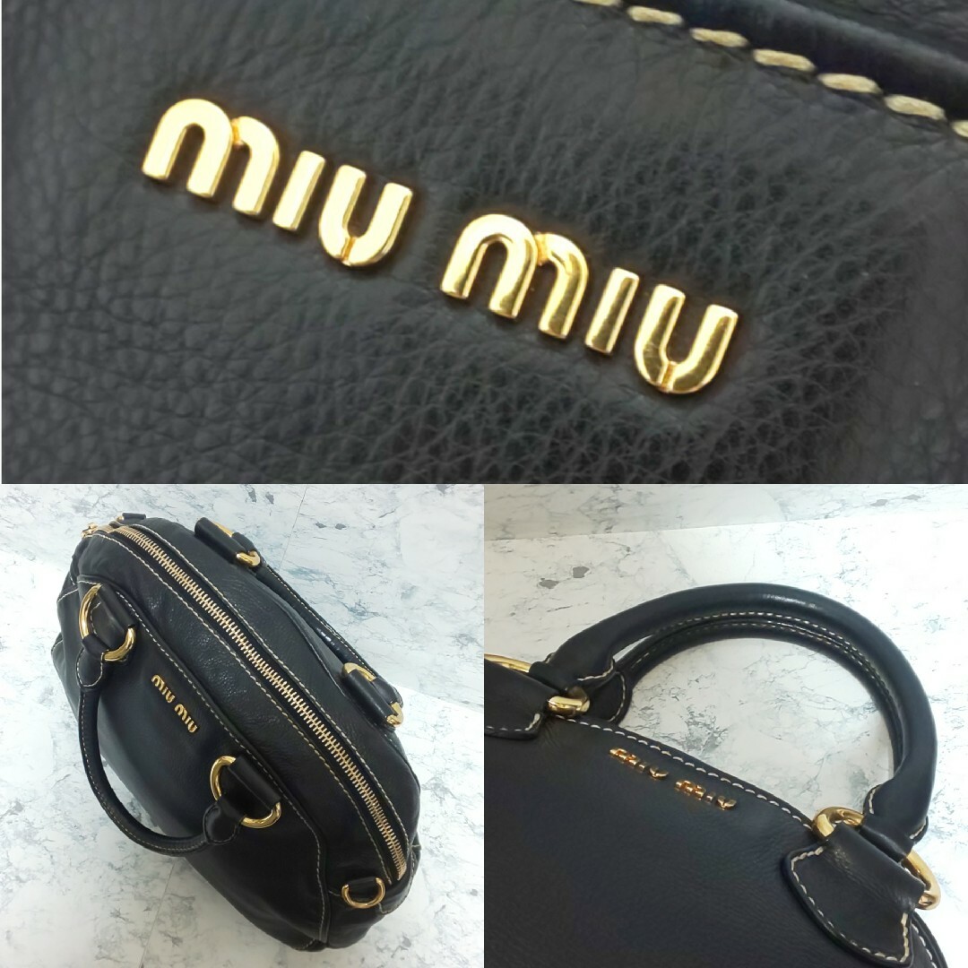 miumiu(ミュウミュウ)の【極美品】miu miu ラウンド 2wayミニボストンバッグ シュリンクレザー レディースのバッグ(ショルダーバッグ)の商品写真