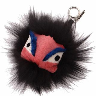 フェンディ(FENDI)のフェンディ FENDI チャーム レディース ブランド
   ファー モンスター キーホルダー ブラック ピンク 【中古】(チャーム)