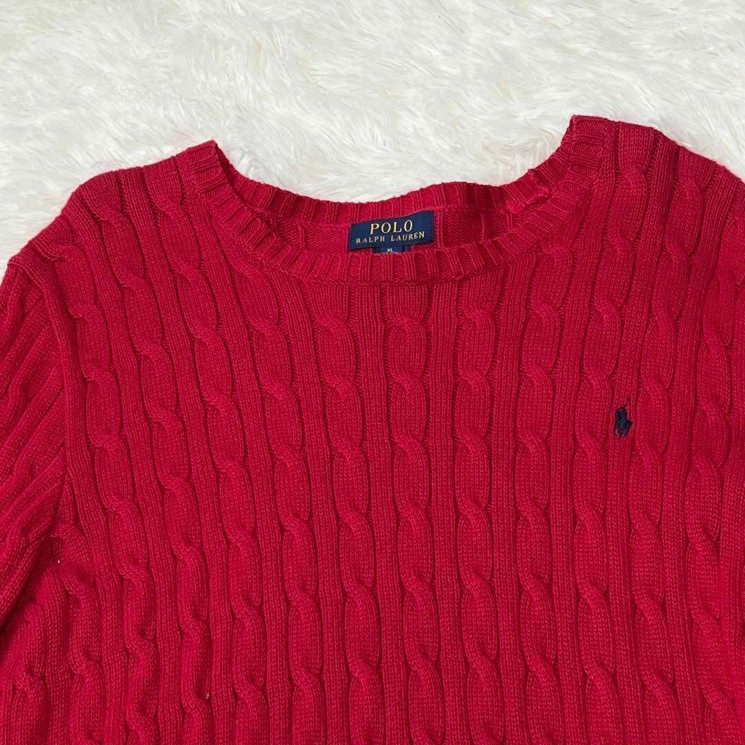 POLO RALPH LAUREN(ポロラルフローレン)のラルフローレン　ポロ　赤　ケーブル　ニット　セーター　ボーイズ　XL18-20. レディースのトップス(ニット/セーター)の商品写真