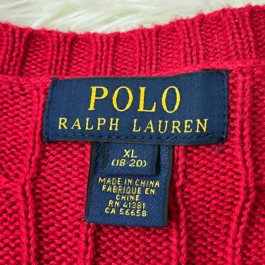 POLO RALPH LAUREN(ポロラルフローレン)のラルフローレン　ポロ　赤　ケーブル　ニット　セーター　ボーイズ　XL18-20. レディースのトップス(ニット/セーター)の商品写真