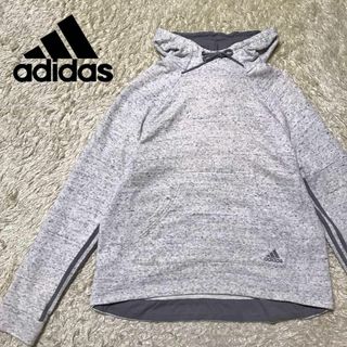 アディダス(adidas)の【袖ライン】アディダス　ボリュームネックパーカー　大きめ　グレー　F767(その他)