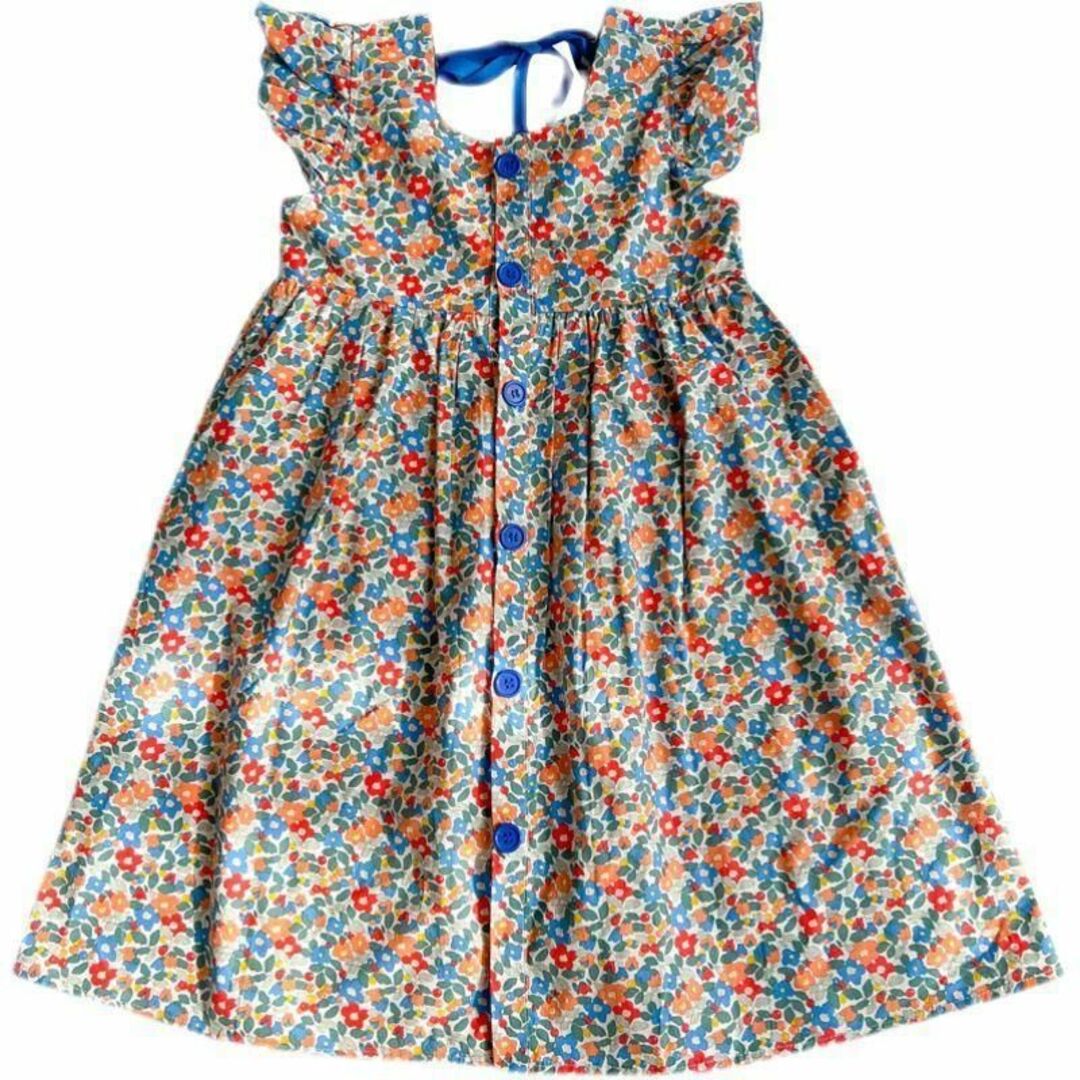 新品 セール ワンピース シャツ 花柄　Aライン　韓国 フリルリボン   130 キッズ/ベビー/マタニティのキッズ服女の子用(90cm~)(ワンピース)の商品写真