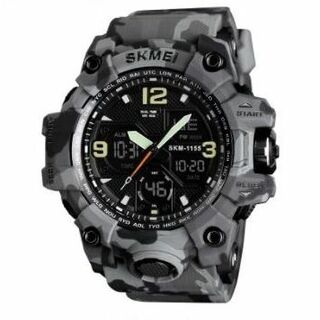 SKMEI 1155B スポーツウォッチ（迷彩タイプ、グレー）(腕時計(デジタル))