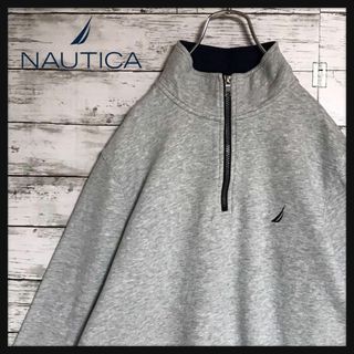 ノーティカ(NAUTICA)の【刺繍ロゴ】ノーティカ ハーフジップスウェット ゆるだぼ グレー F754(スウェット)