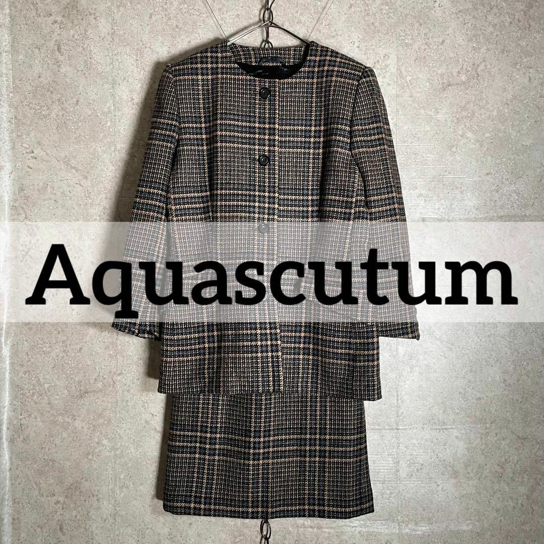 イギリス製 最高級 Aquascutum タータンチェック セットアップスカートapiヴィンテージ