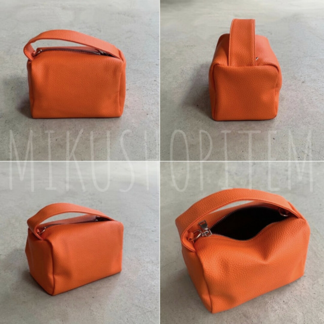 スクエア ボックスショルダーバッグ  オレンジ ネオン 差し色 レディース レディースのバッグ(ショルダーバッグ)の商品写真