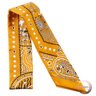 エルメス(Hermes)のHERMES エルメス Entre Ciel et mer Bandana 空と海の間 063017S 04 ツイリー 2018AW スカーフ オレンジ ホワイト【中古】(バンダナ/スカーフ)