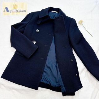 AQUA SCUTUM - Aquascutum ピーコート S ウール デザインボタン ネイビー 日本製