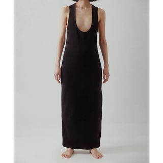 アダムエロぺ(Adam et Rope')のyo BIOTOP Long knit dress サイズ 1  ブラック(ロングワンピース/マキシワンピース)