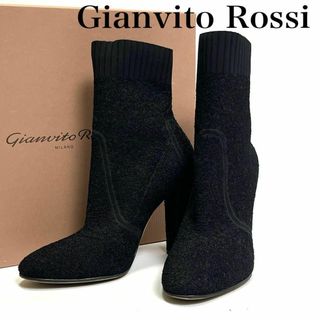 ジャンヴィットロッシ(Gianvito Rossi)の【美品⭐︎付属品完備】ジャンヴィットロッシ　ブーツ　ニット　ヒール　ブラック(ブーツ)