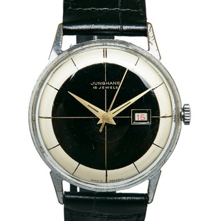 ユンハンス(JUNGHANS)のユンハンス アンティーク 15JEWELS 社外ベルト 腕時計 手巻き ブラック ホワイト文字盤 ステンレス レディース JUNGHANS 【1-0127278】(腕時計)