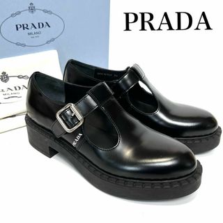 プラダ(PRADA)の【新品同様】プラダ　メリージェーン　ローファー　革靴　ベルト　ヒール　ブラック(ローファー/革靴)