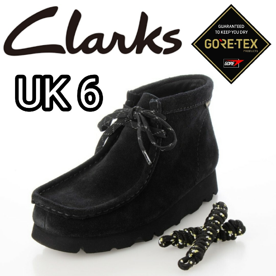 新品■クラークス レディース ワラビー ブーツ GORE-TEX UK6 黒Clarksの新品