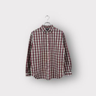 GAP ギャップ BD長袖シャツ チェック柄 レッド グリーン サイズXXL ボタンダウン メンズ ヴィンテージ ネ(シャツ)