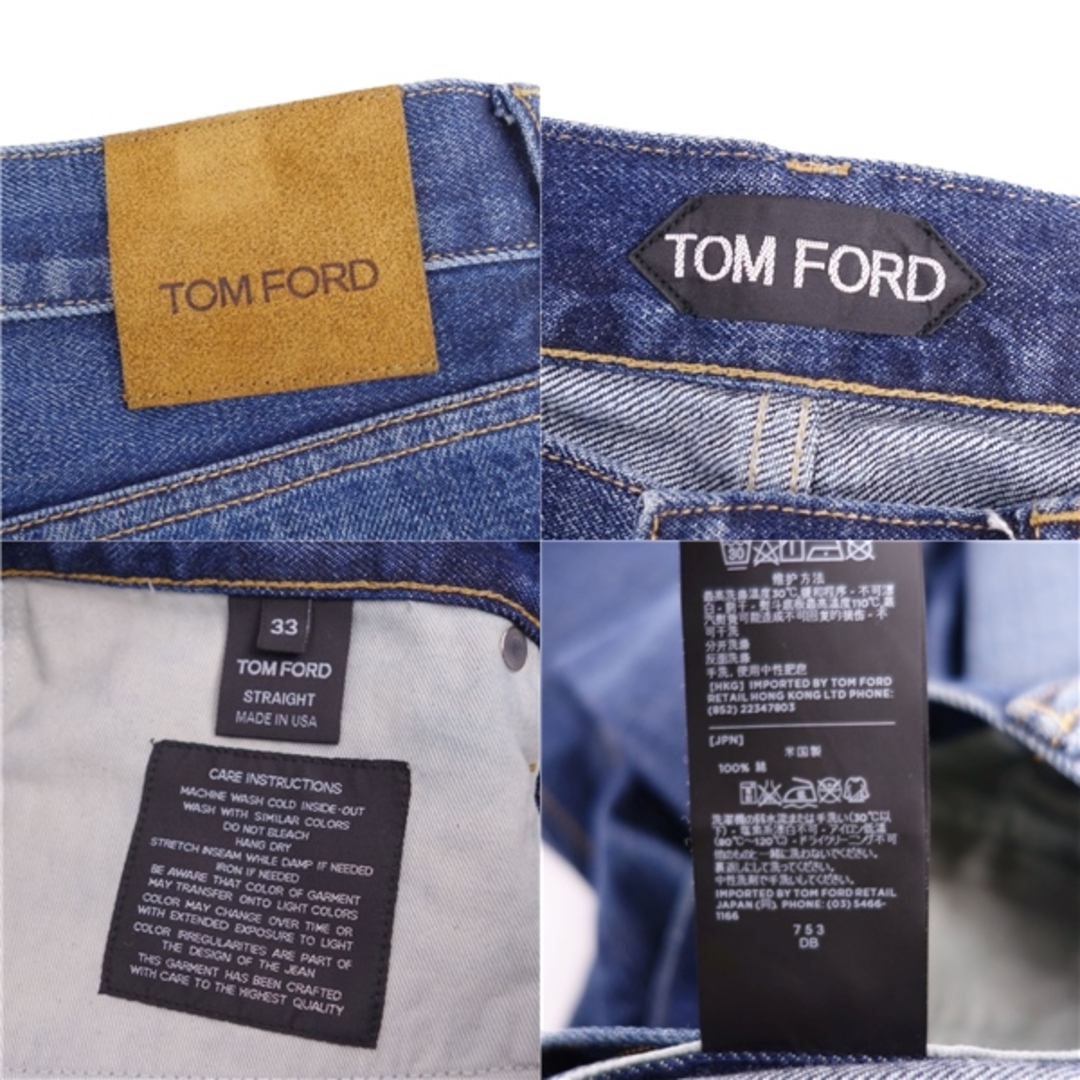 美品 トムフォード TOM FORD パンツ デニムパンツ セルヴィッチ コットン ジーンズ ボトムス メンズ アメリカ製 33(M相当)  インディゴブルー