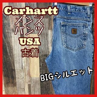 カーハート ロゴ メンズ デニム XL 36 ブルー パンツ USA 90s