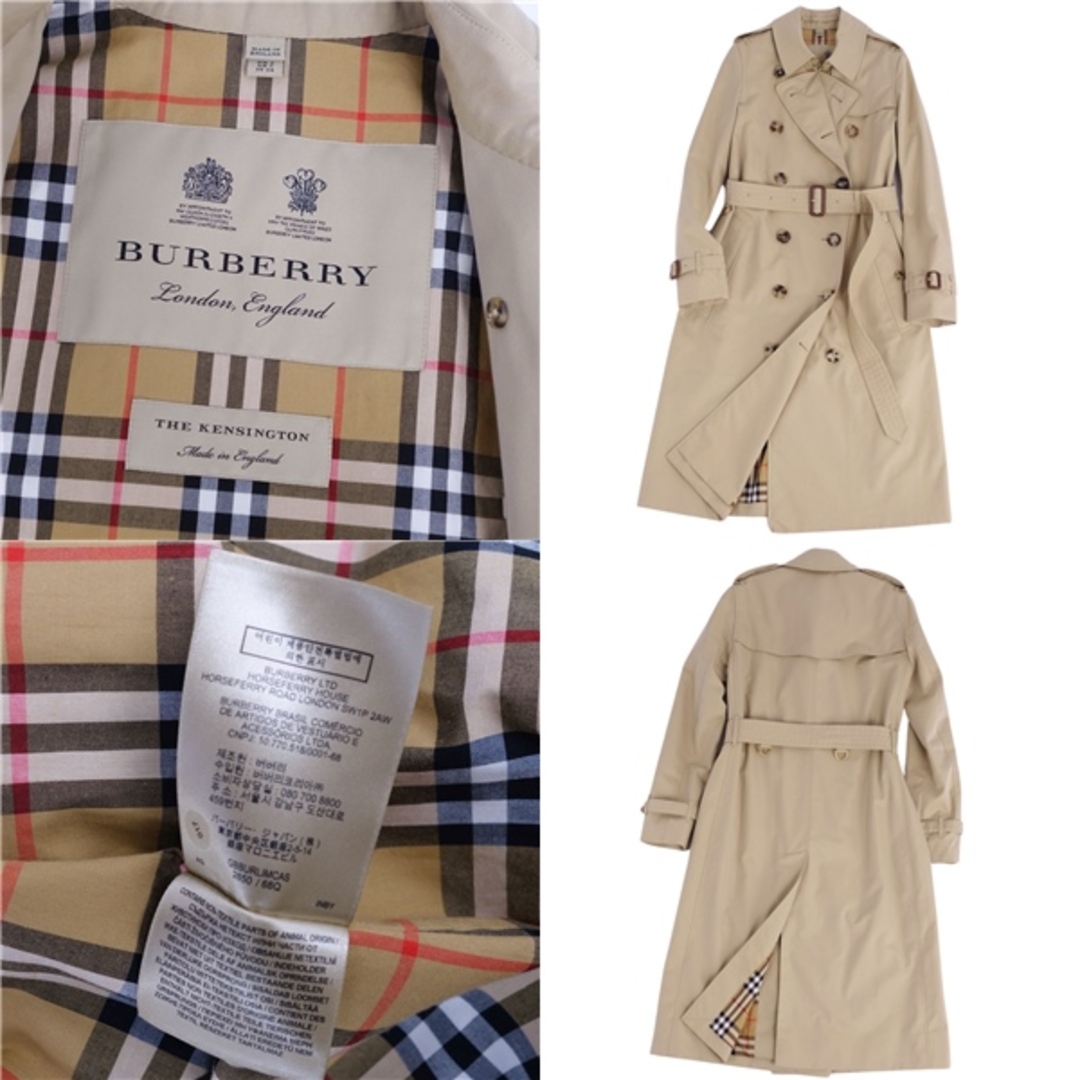 BURBERRY(バーバリー)の極美品 バーバリー BURBERRY コート トレンチコート THE KENSINGTON LONG ケンジントン 英国製 アウター レディース UK2 US0 IT34(XXS相当) ベージュ レディースのジャケット/アウター(トレンチコート)の商品写真