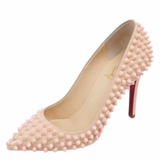 クリスチャンルブタン(Christian Louboutin)の美品 クリスチャンルブタン Christian Louboutin パンプス ポインテッドトゥ スパイク スタッズ パテントレザー シューズ レディース 35(22cm相当) ベージュ(ハイヒール/パンプス)