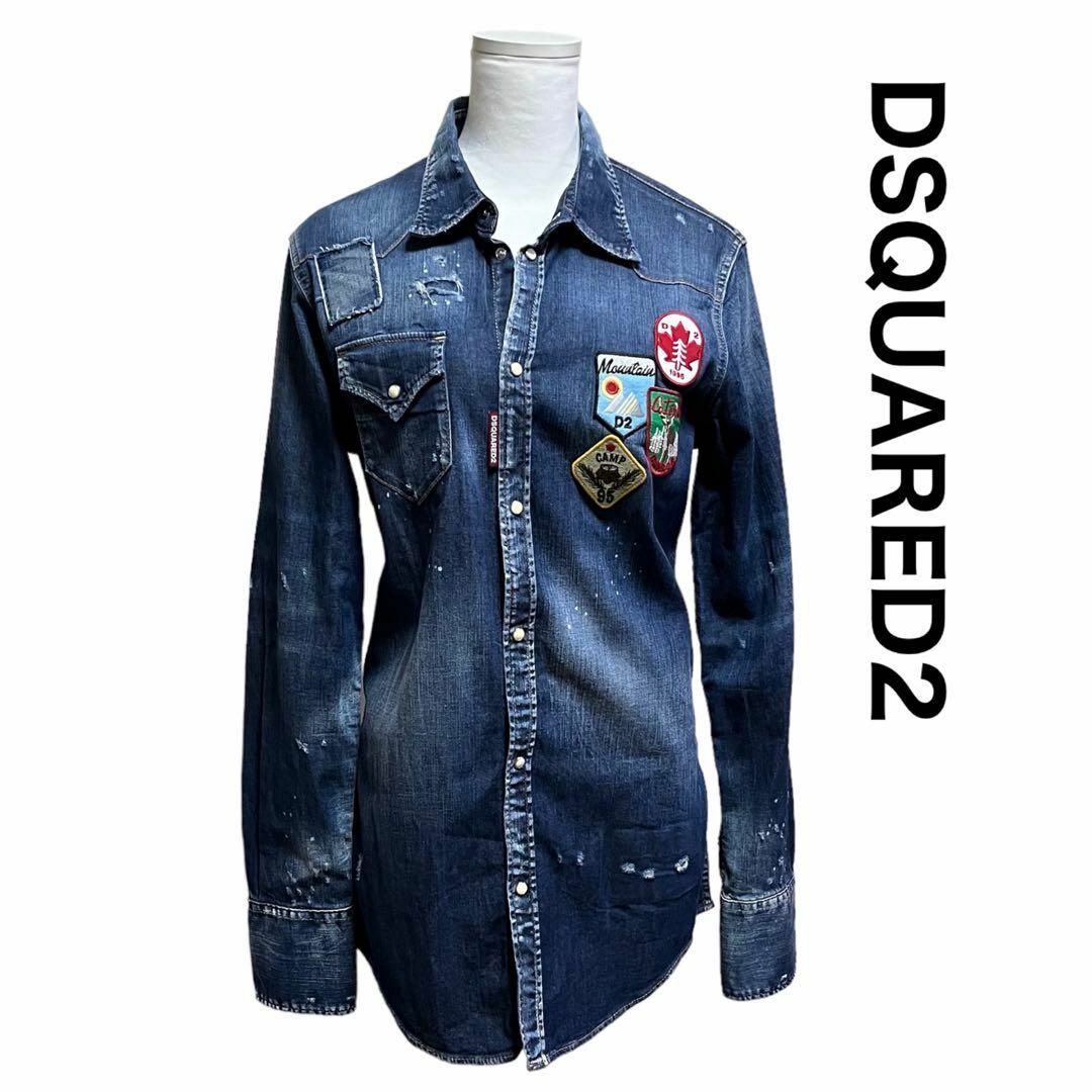 DSQUARED2(ディースクエアード)の【極美品】ディースクエアード 17aw デニムジャケット　シャツ　ワッペン レディースのトップス(シャツ/ブラウス(長袖/七分))の商品写真