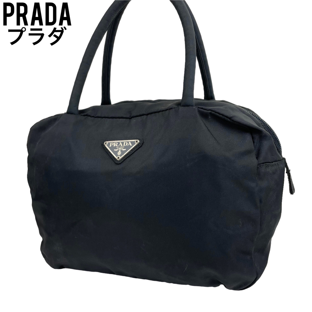 お値下げ ✨良品 PRADA プラダ ハンドバッグ ブラック 黒 テスート