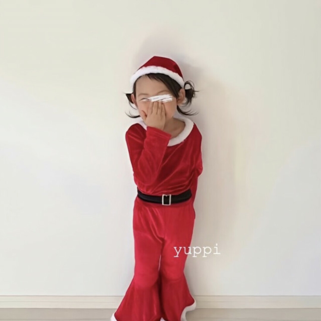子供服 クリスマス フレアセットアップ 赤 110 コスプレ 可愛い 派手 キッズ/ベビー/マタニティのキッズ服女の子用(90cm~)(ワンピース)の商品写真