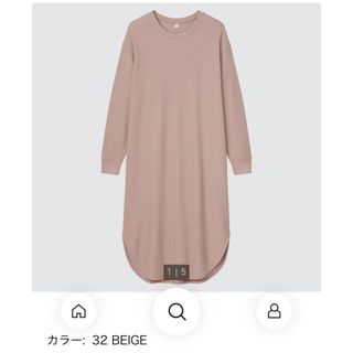 ユニクロ(UNIQLO)のユニクロ ワッフルクルーネックワンピース(長袖)(ひざ丈ワンピース)